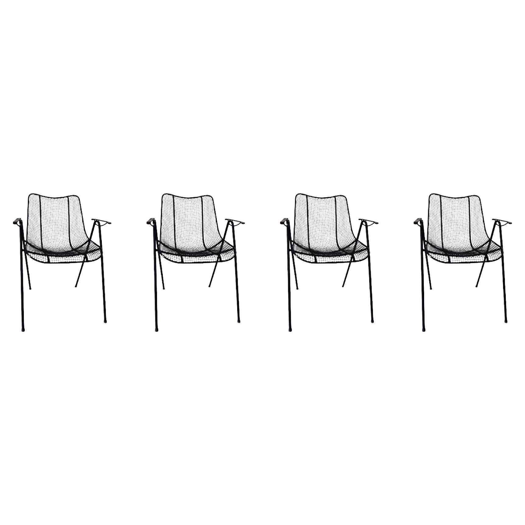 Mid-Century  Modern Woodard Sculptural Arm Chairs, Rare Design, set of Four