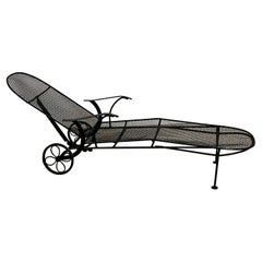 Vintage Mid Century Modern Woodard Scupltura Mesh Outdoor Chaise Lounge Chair