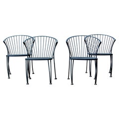 Mid-Century Modern Woodard Set of 4 Curved Klismos Patio Side Chairs, 1960s