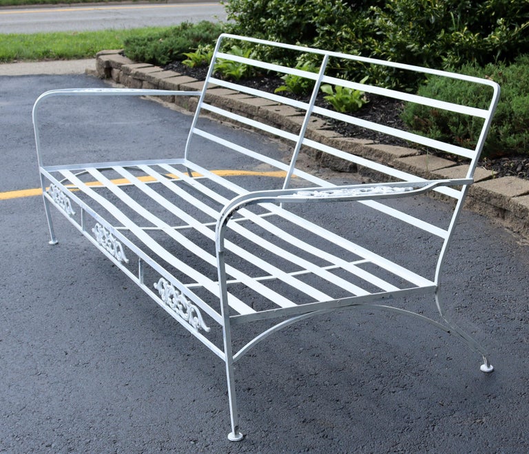MidCentury Modern Woodard White Painted Iron Outdoor Patio Sofa For