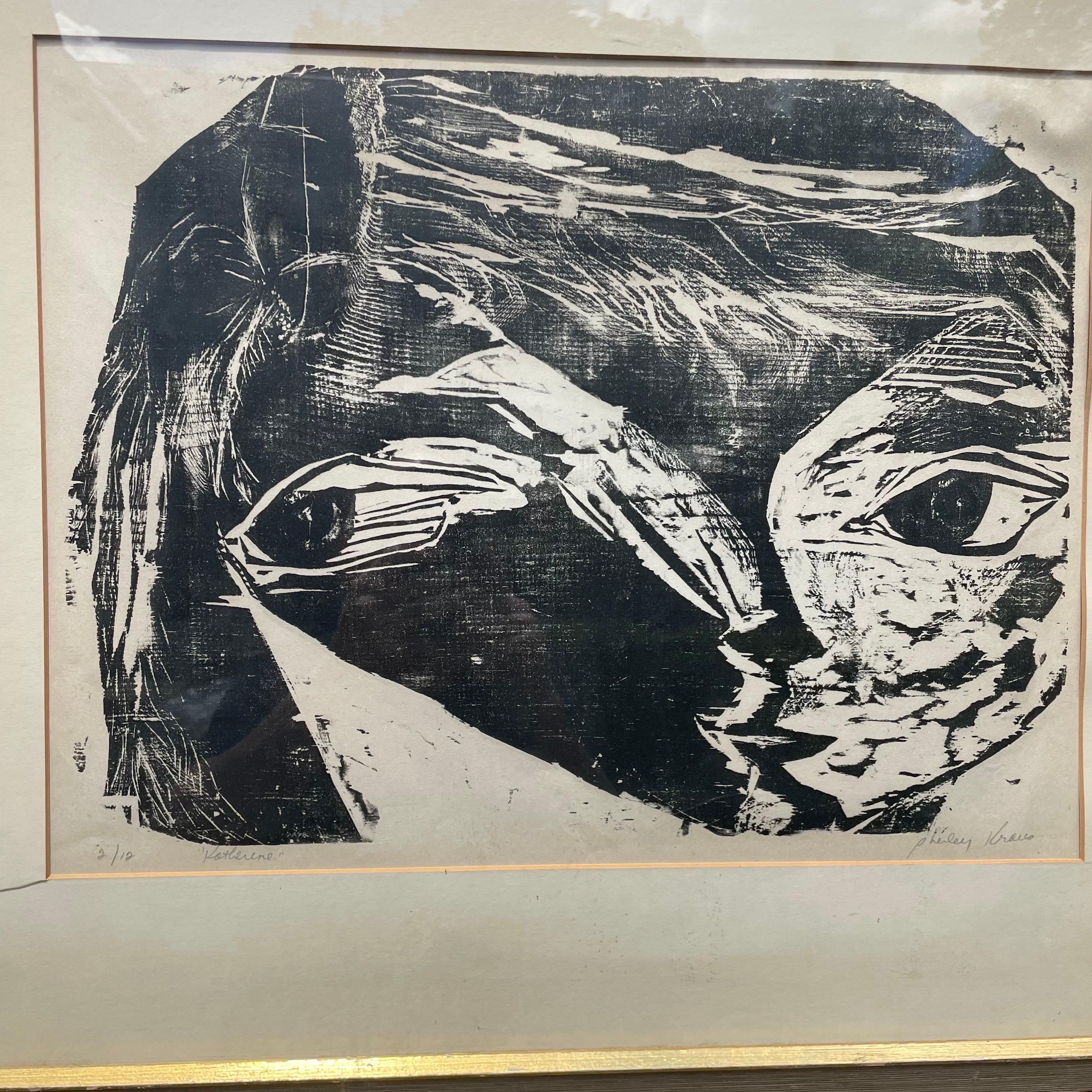 Mid Century Holzschnitt mit dem Titel 