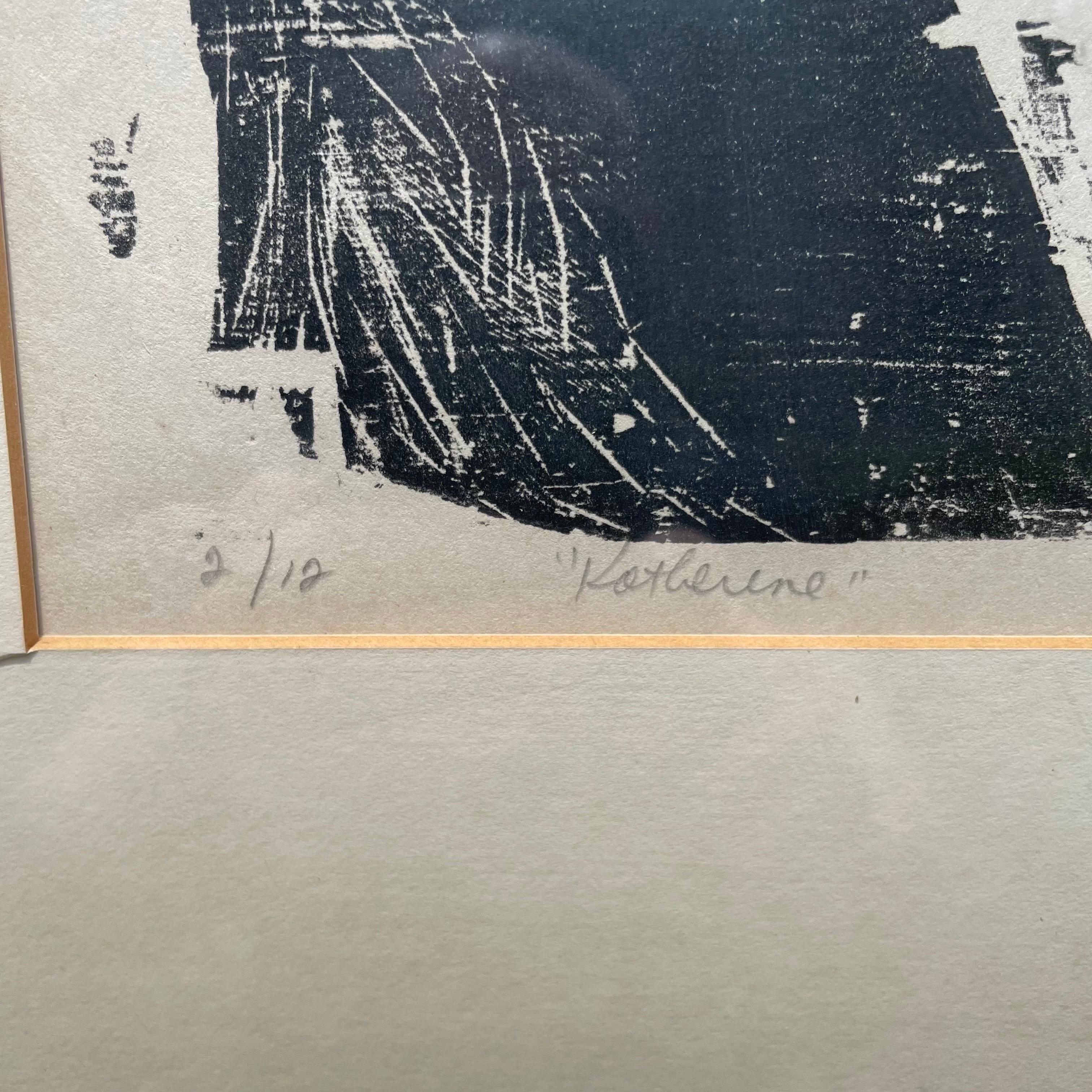 Moderner Holzschnitt aus der Mitte des Jahrhunderts 