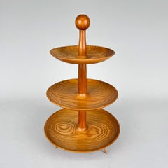 Mid Century Modern Wooden 3 Tiered Serving Tray