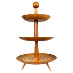 Mid Century Modern Wooden 3 Tiered Serving Tray