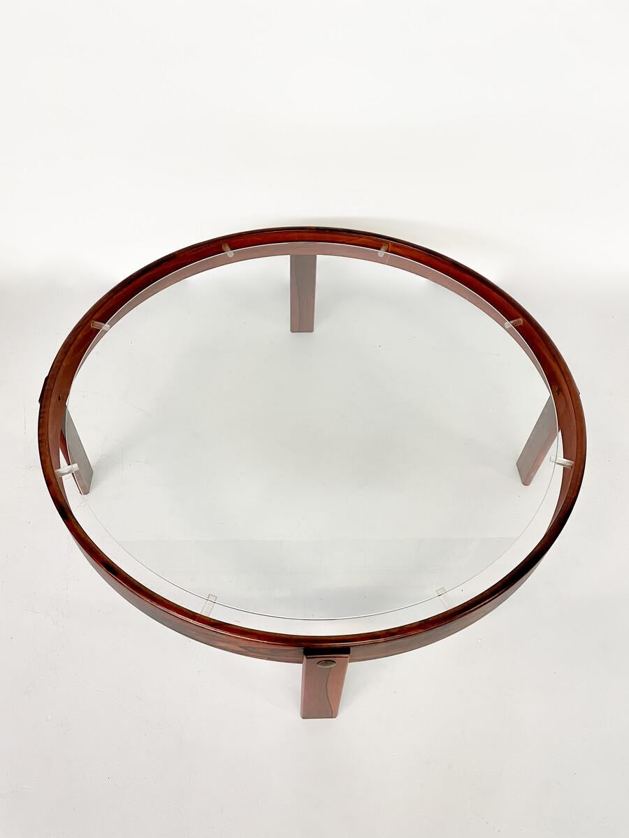 mid century wood and glass coffee table