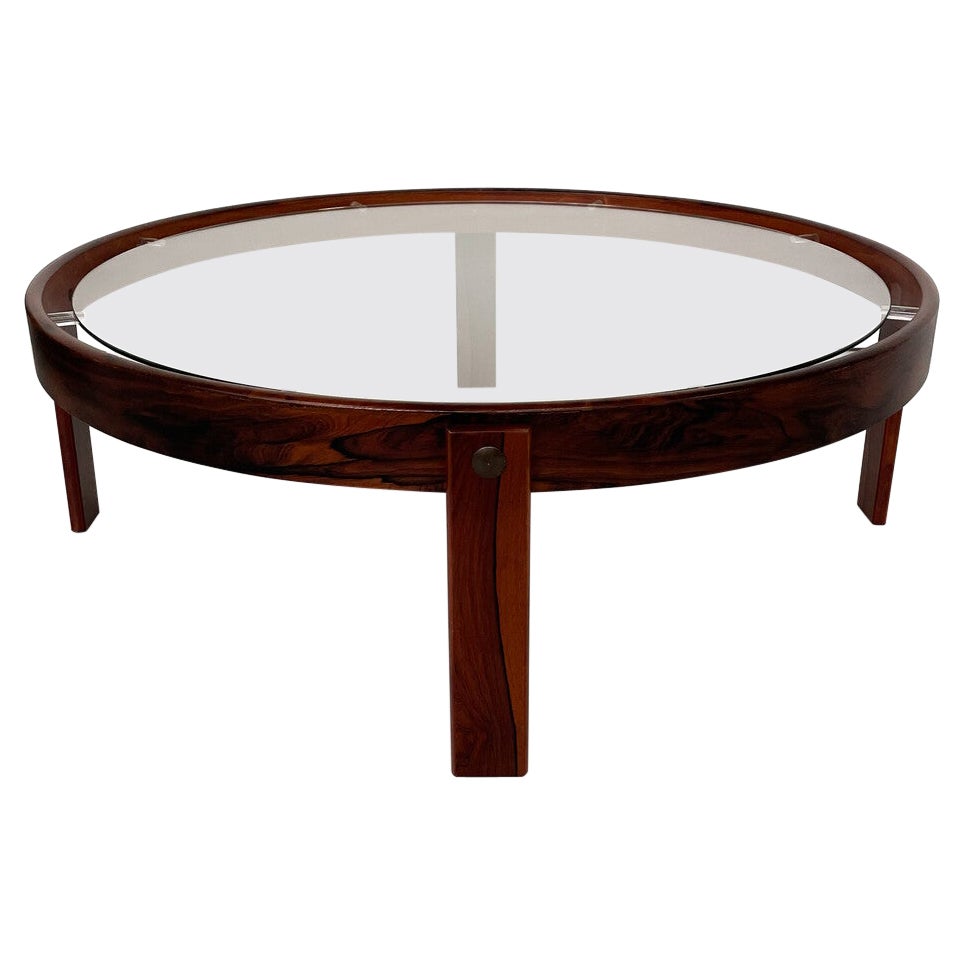 Mesa baja de madera y cristal moderna de mediados de siglo en venta