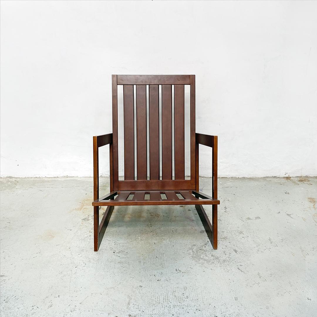 Late 20th Century Mid-Century Modern Wooden Armchair with Parallel Salts Structure, 1980s