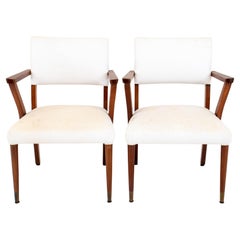 Retro Mid-Century Modern Wooden Armchairs, Pair