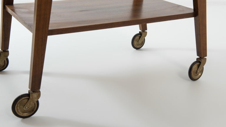 Mid-Century Modern Wooden Bar Cart on Wheels For Sale at 1stDibs