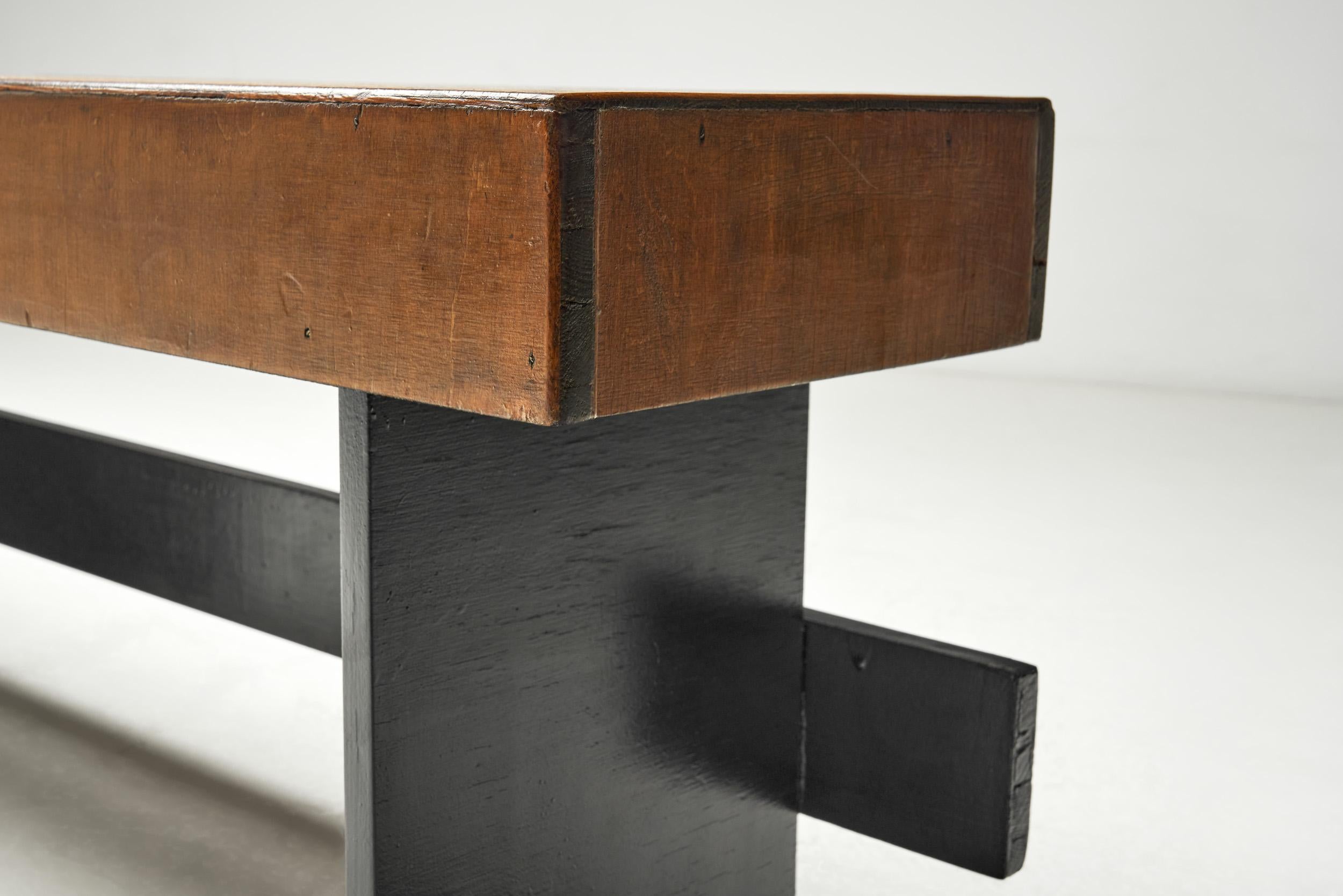 Banc en bois moderne du milieu du siècle, Europe, vers 1950 en vente 4