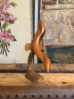 Mid Century Modern Wooden Bird in Flight Sculpture