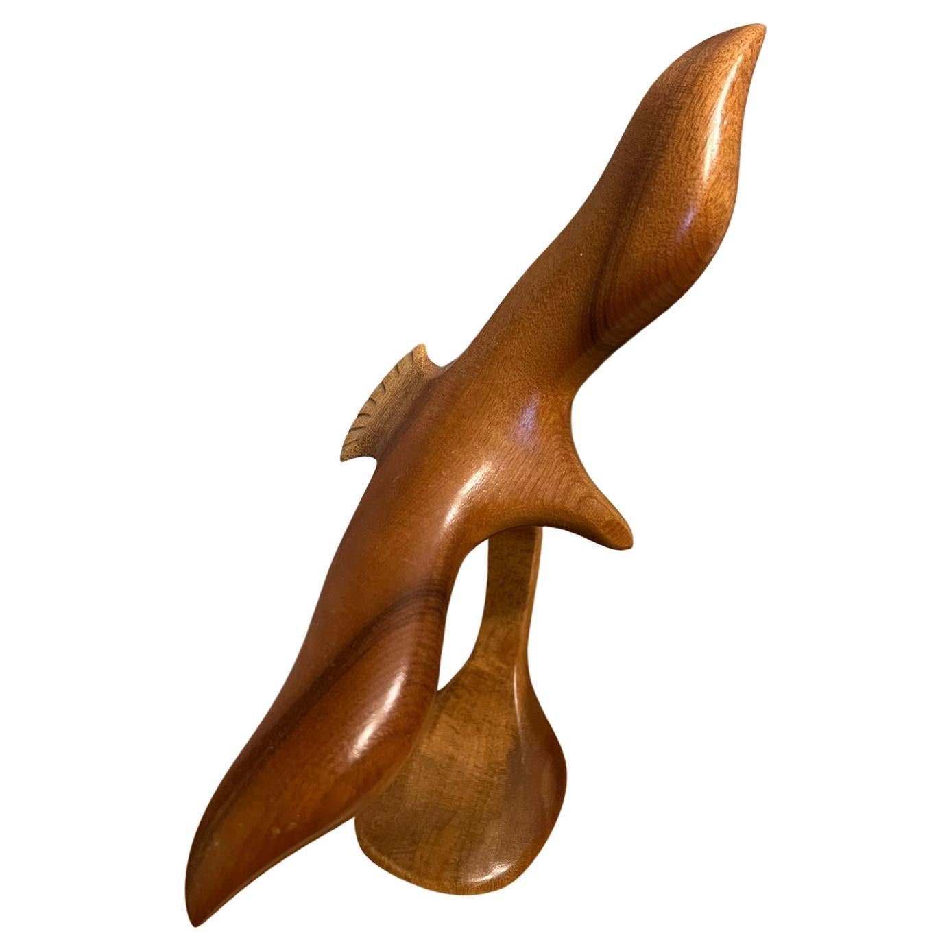 Mid Century Modern Wooden Bird in Flight Sculpture