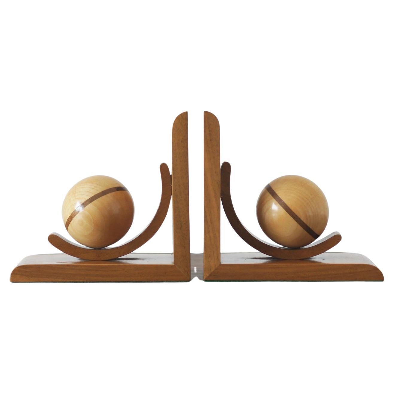 Mid-Century Modern Wooden Bookends, 1940s, Set of 2 For Sale