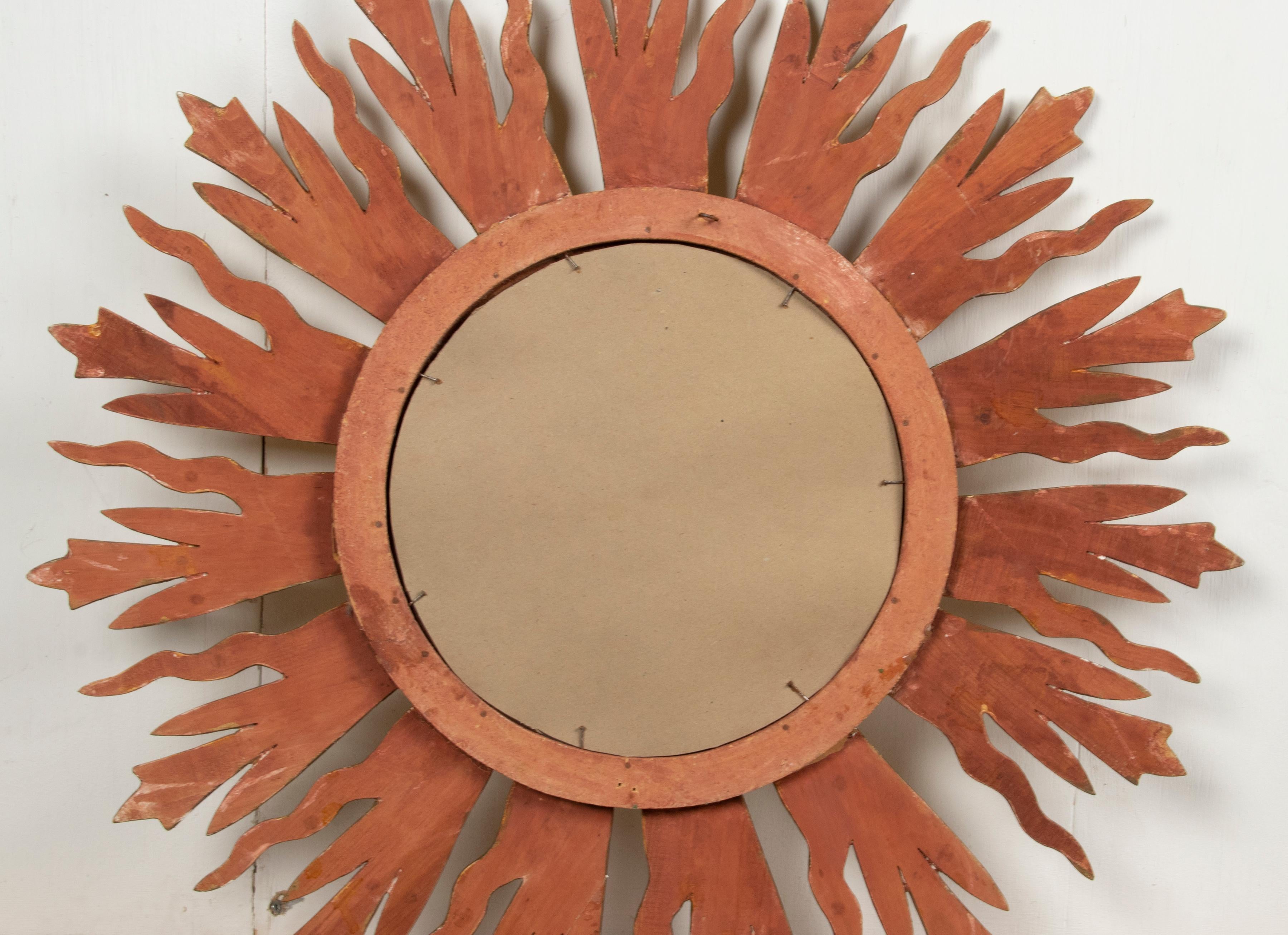 Mid-Century Modern Wooden Carved Sunburst Wall Mirror 11