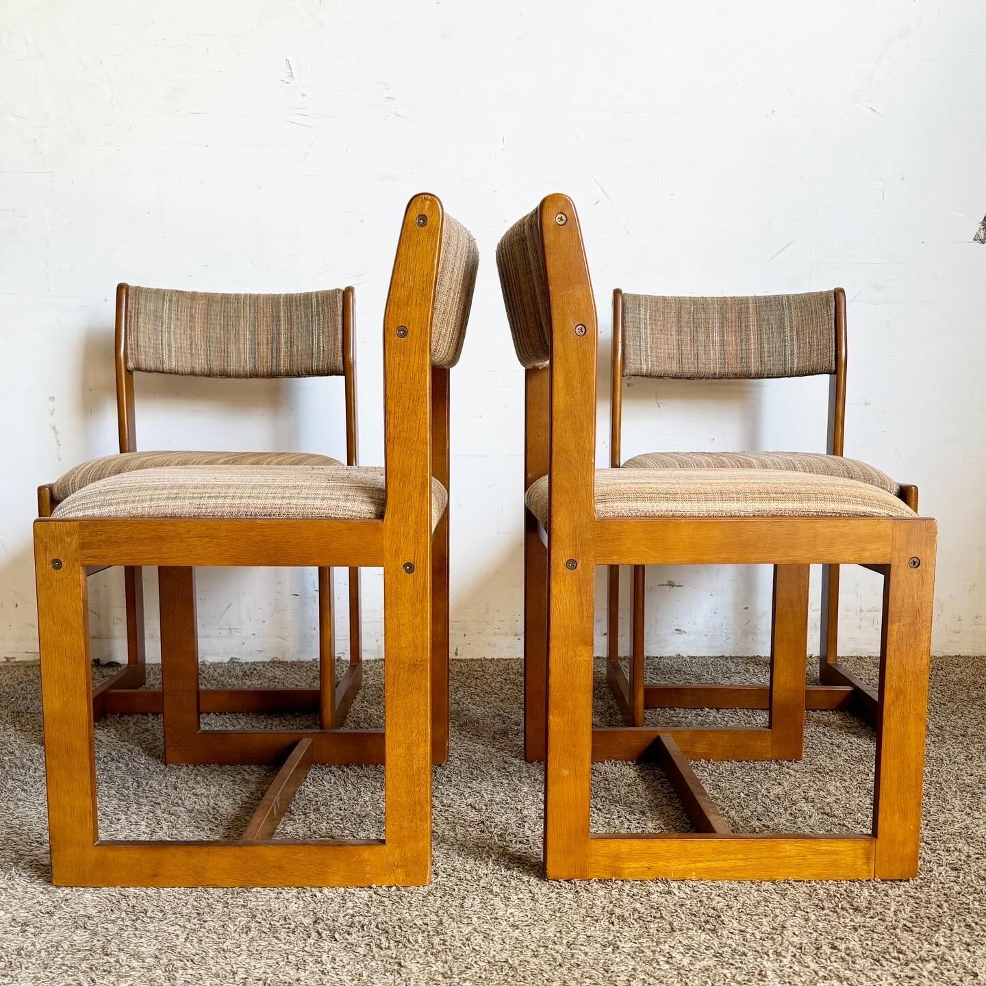 Malaysian Mid Century Modern Wooden Chairs - Set of 4 For Sale