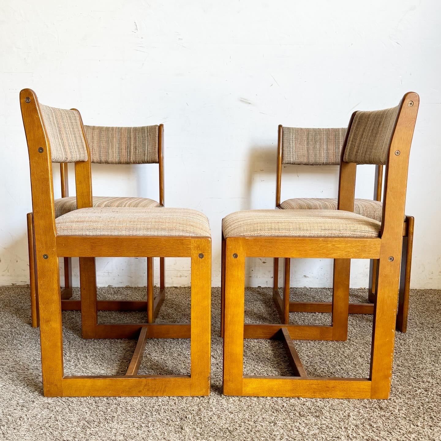 Mid Century Modern Wooden Chairs - Set of 4 In Good Condition For Sale In Delray Beach, FL