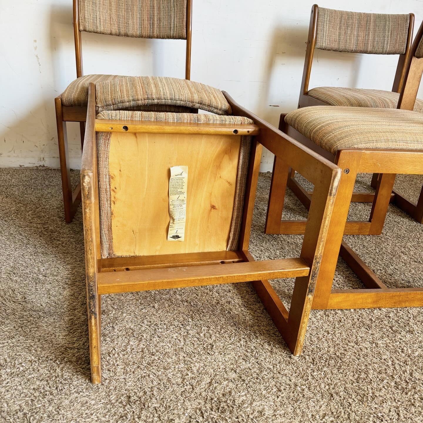Mid Century Modern Wooden Chairs - Set of 4 For Sale 1