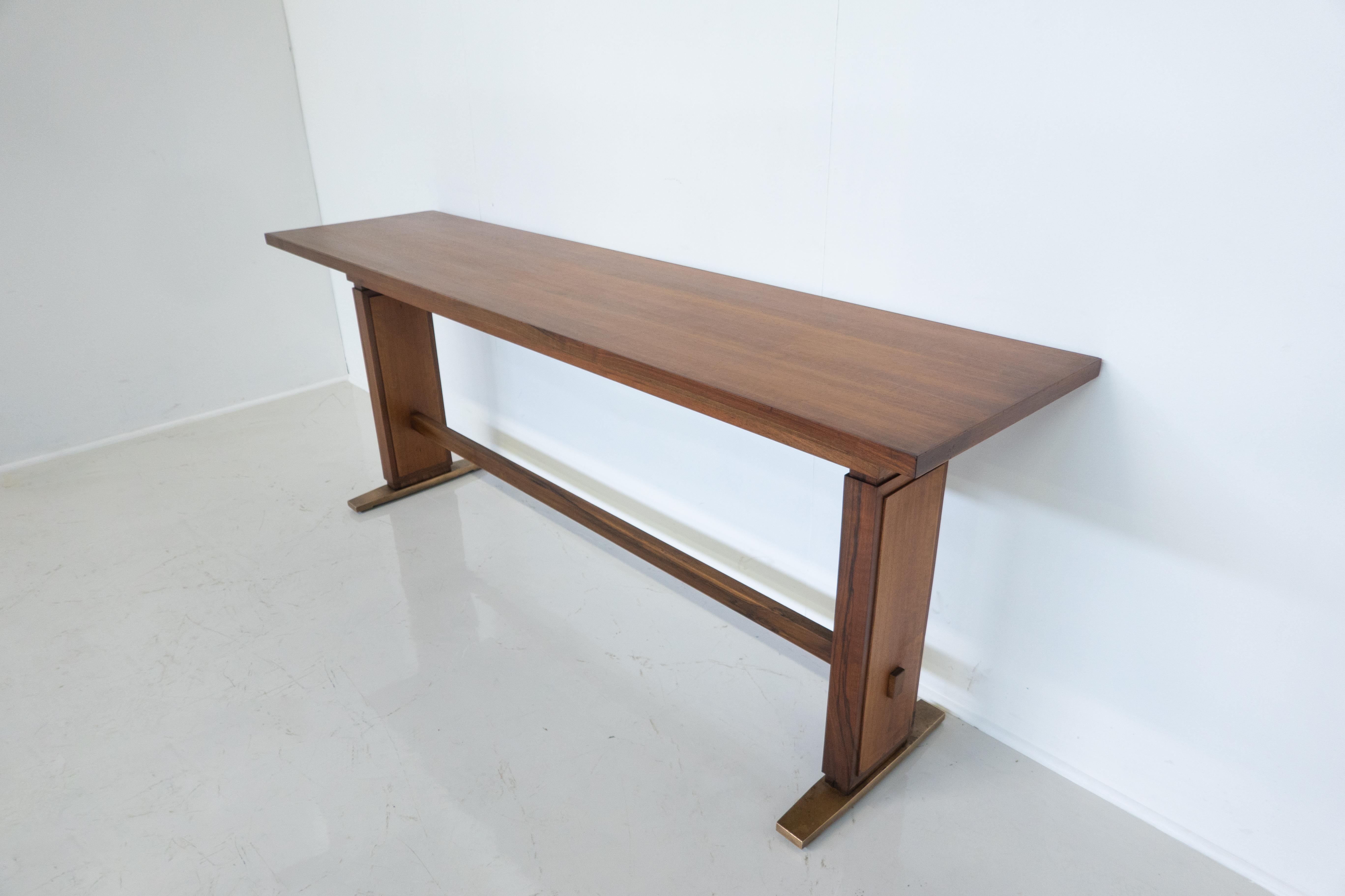 Italian Mid-Century Modern Wooden Console Table by Giovanni Michelucci, 1960s For Sale