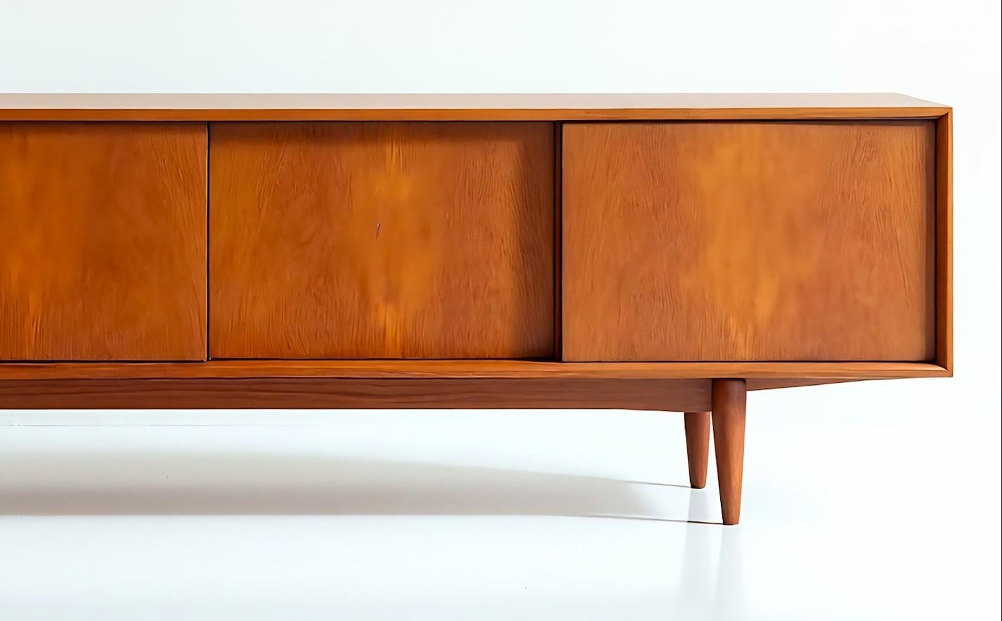Contemporary Mid-Century Modern Wooden Credenza by Artisanal For Sale