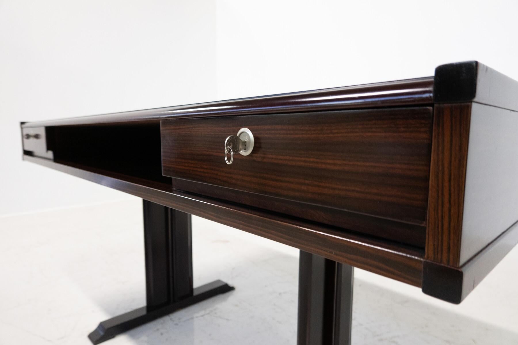 Mid-20th Century Mid-Century Modern Wooden Desk with Drawers, Italy, 1960s For Sale