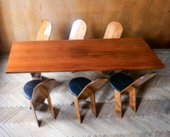 Mid-Century Modern Wooden Dining Set by Marco Zanuso for Poggi, Italy 1970s