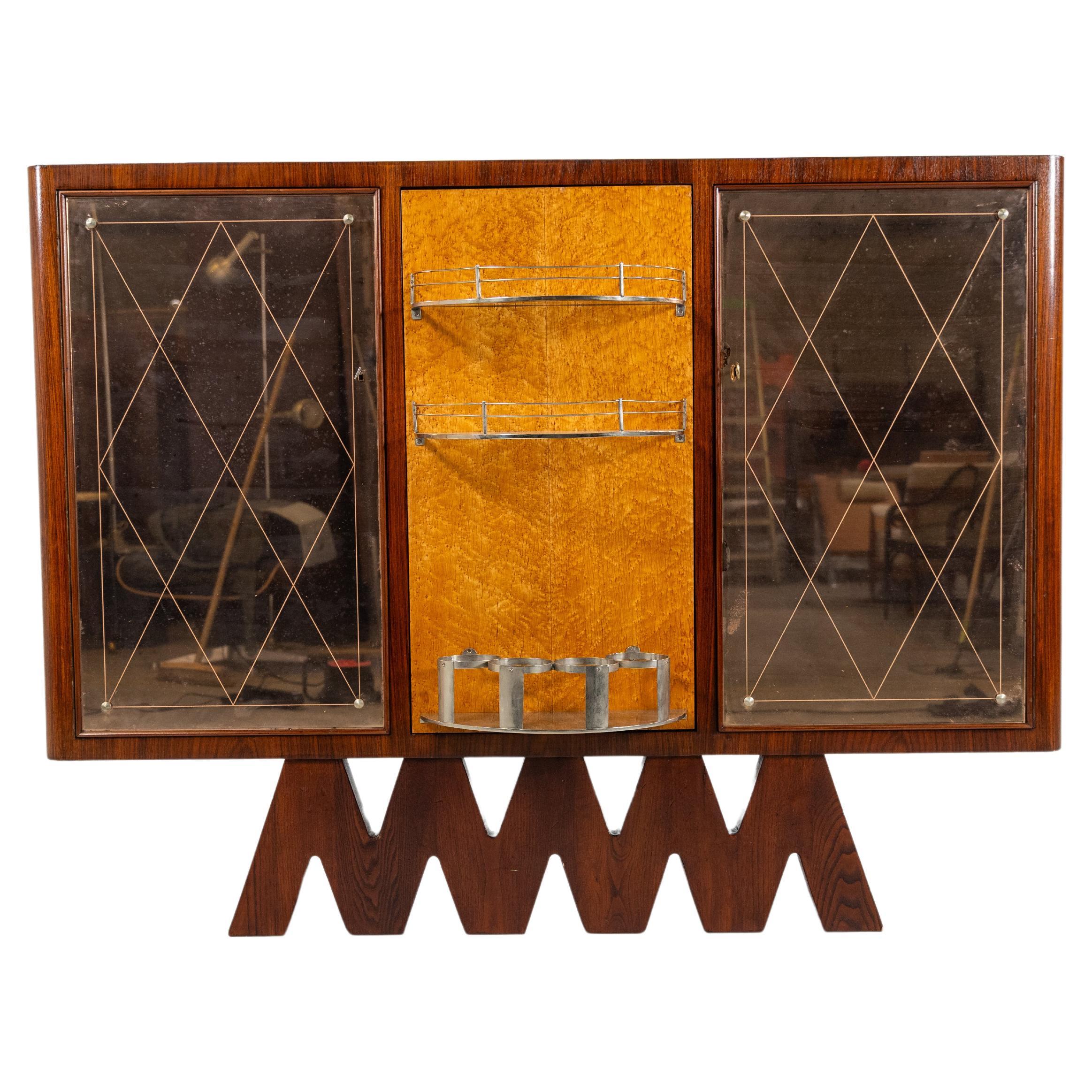 Moderne italienische Holzbar aus der Mitte des Jahrhunderts, Osvaldo Borsani zugeschrieben, 1950er Jahre im Angebot