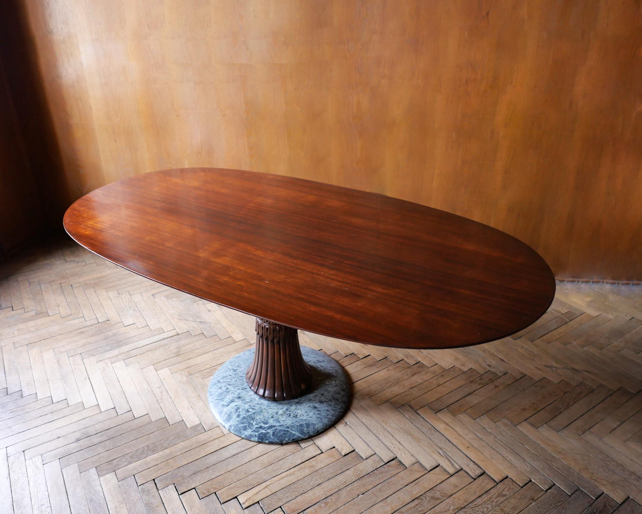  Mid-Century Modern Wooden Marble Dining Table attr. to O. Borsani, Italy 1950s 12