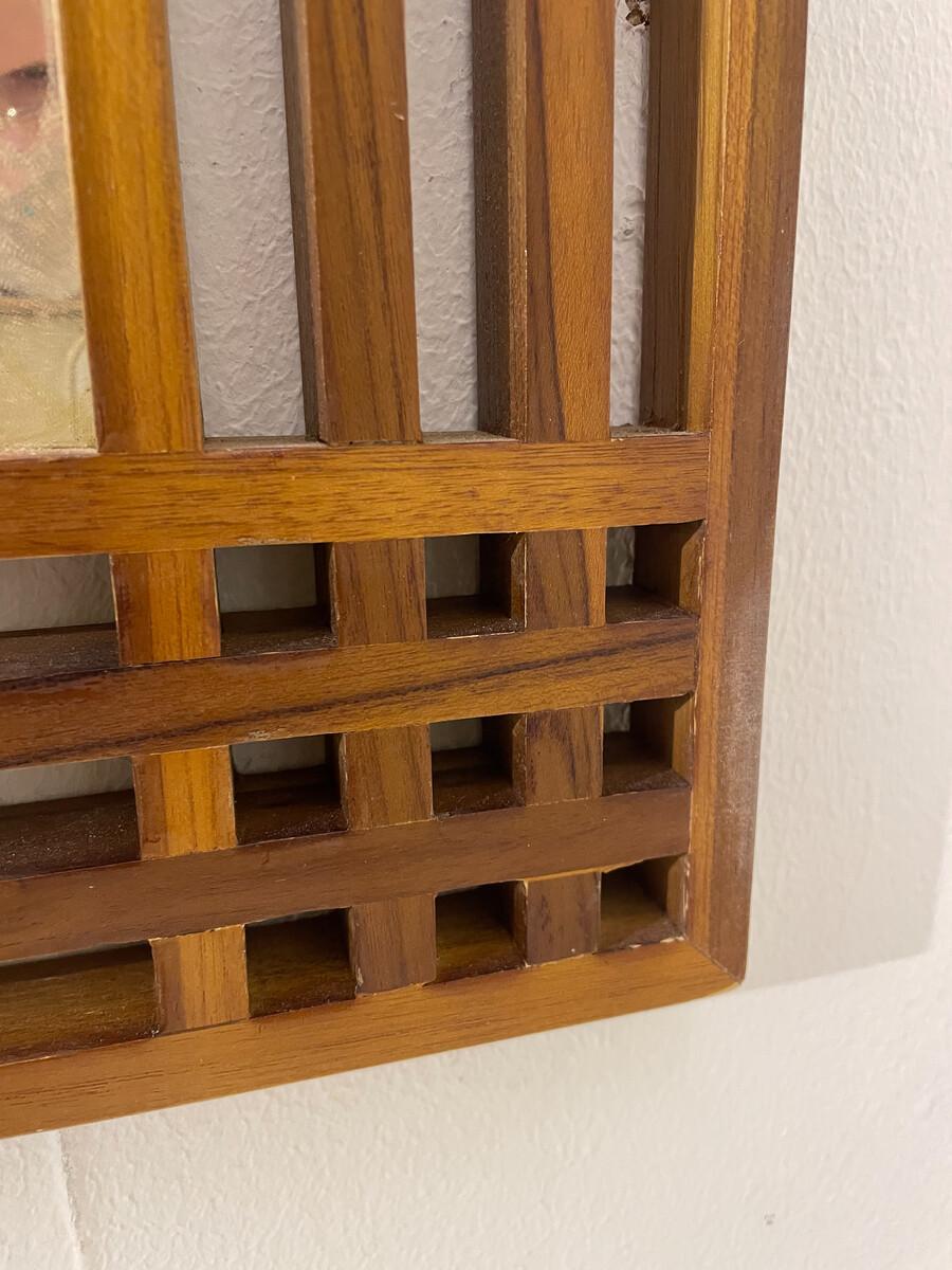 Mid-Century moderno Specchio di legno moderno di metà secolo, stile Sottsass in vendita