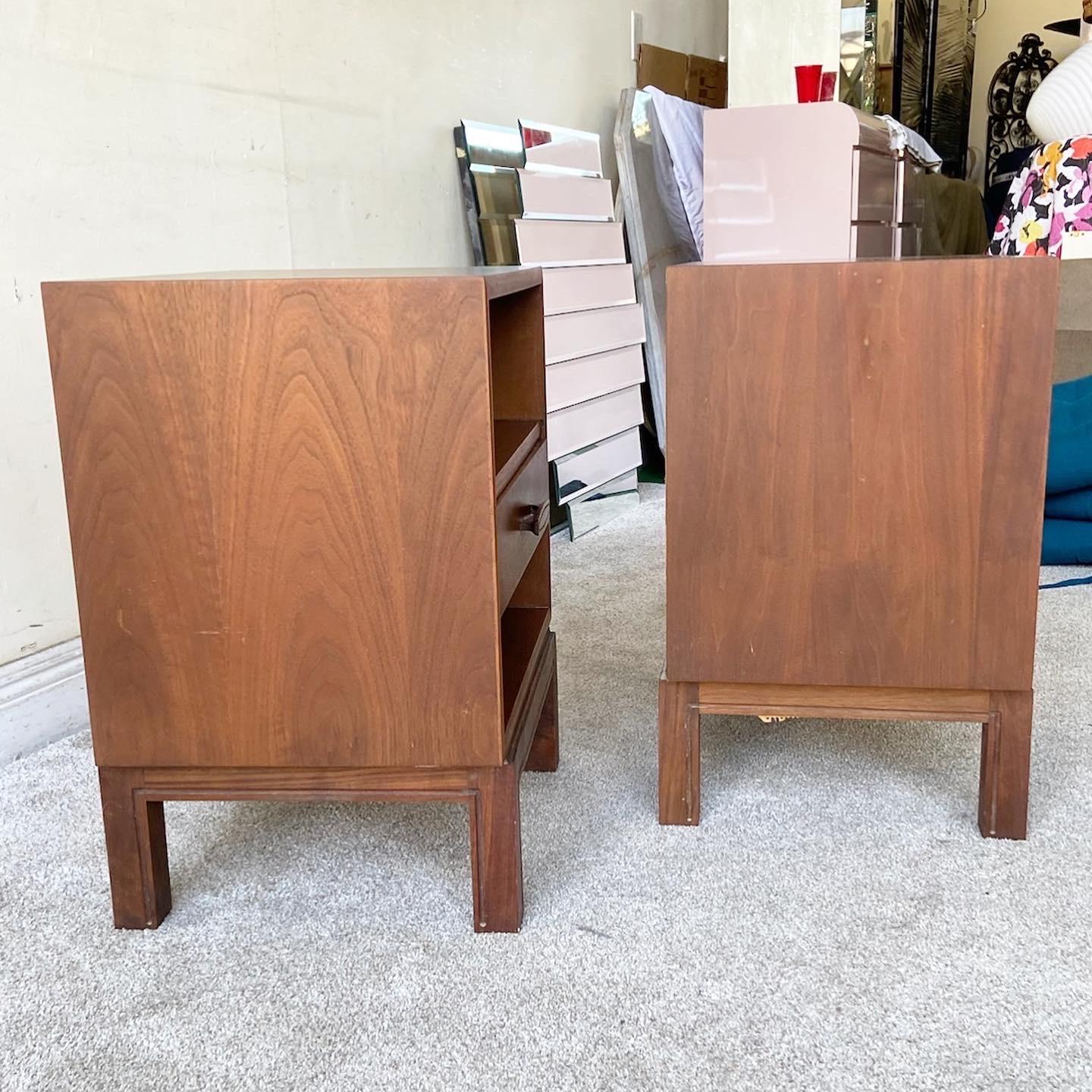 American Mid Century Modern Wooden Nightstands - Pair For Sale