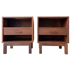 Mid Century Modern Wooden Nightstands - Pair