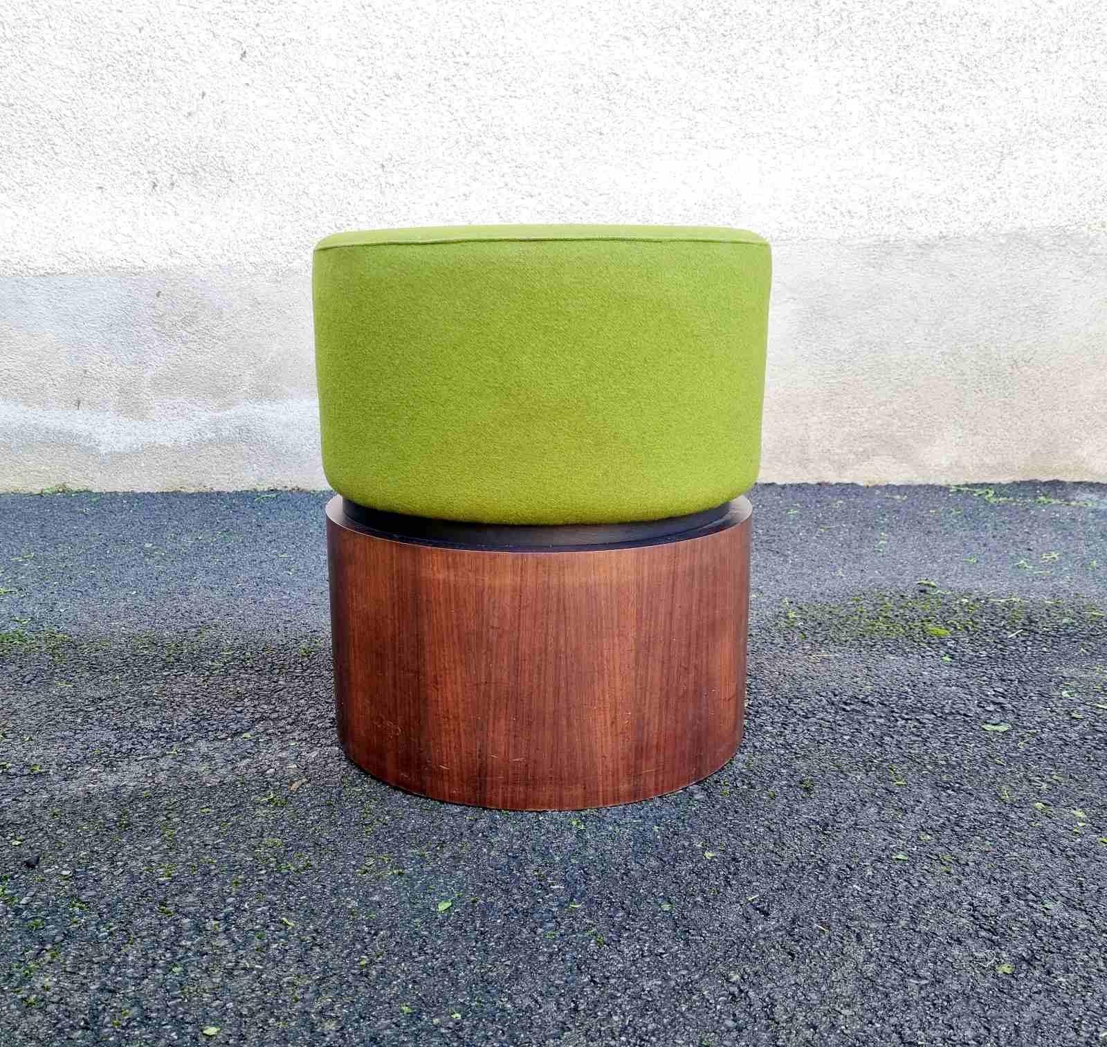 Very stylish otoman with green fabric was made in Italy in the 60s