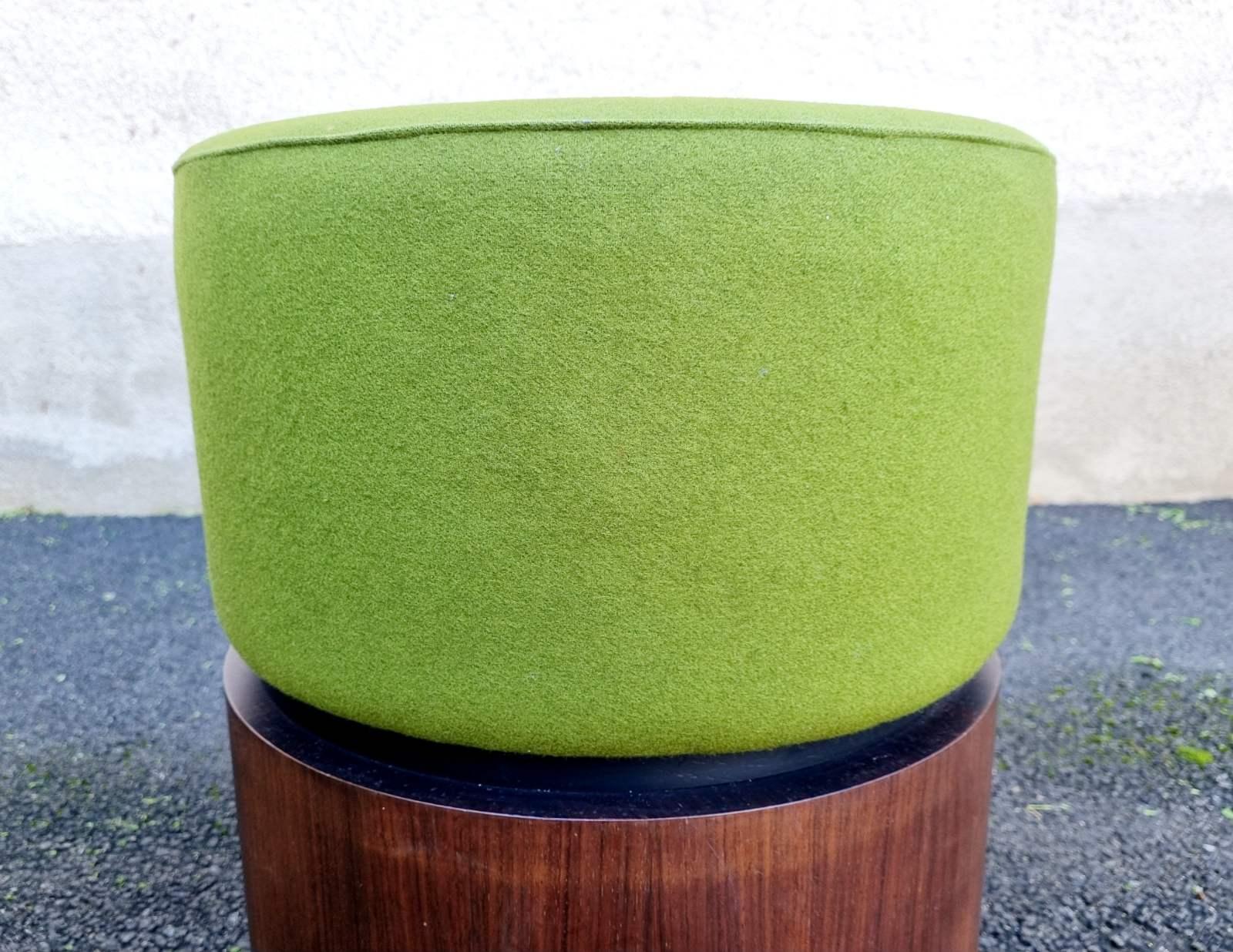 Fabric Mid Century Modern Wooden Ottoman, Italy 60s For Sale