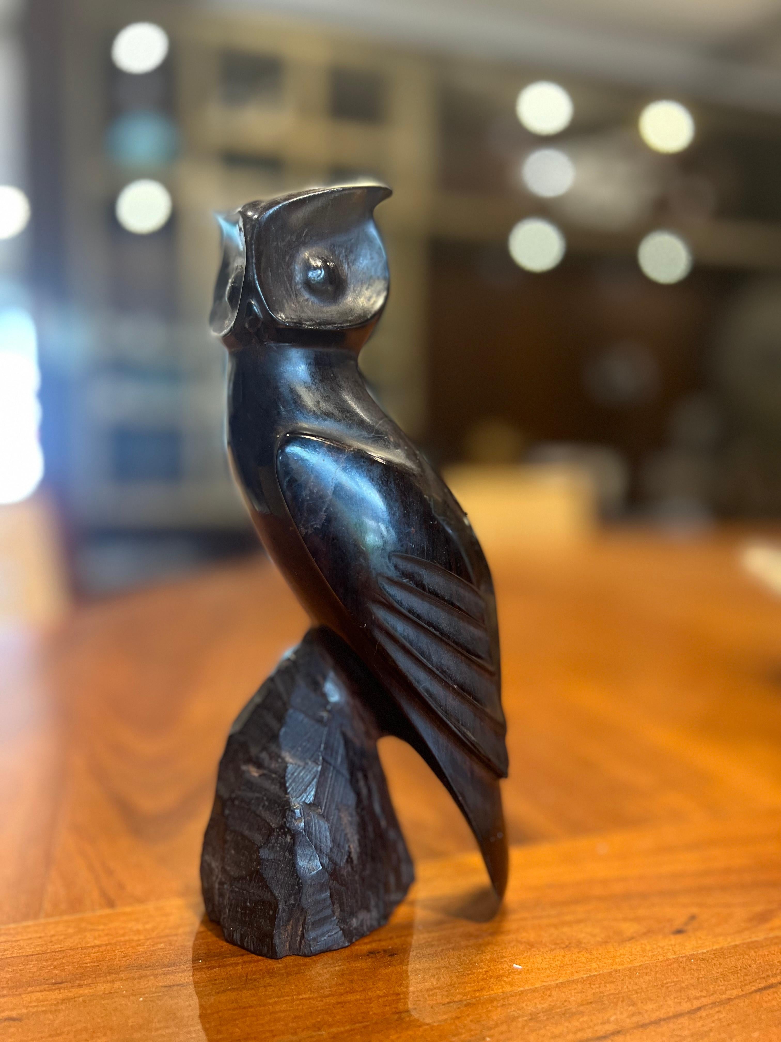 Hand carved wooden owl made of  Palofierro 
