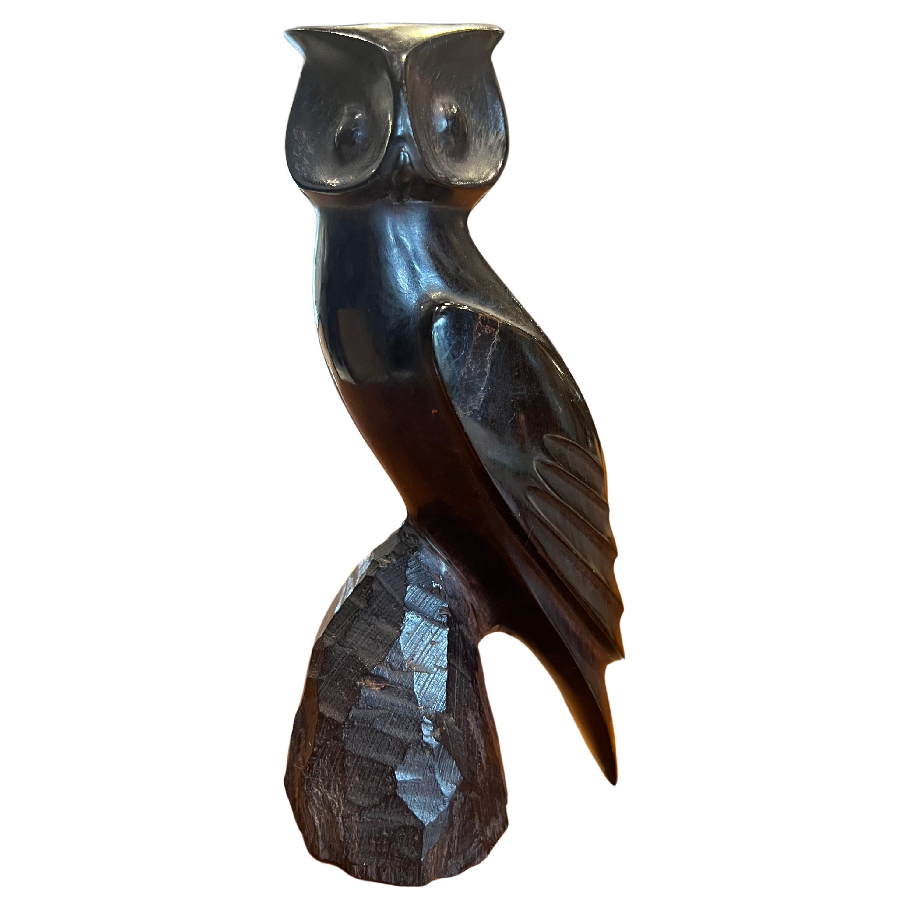 Mid Century Modern Wooden Owl Carving