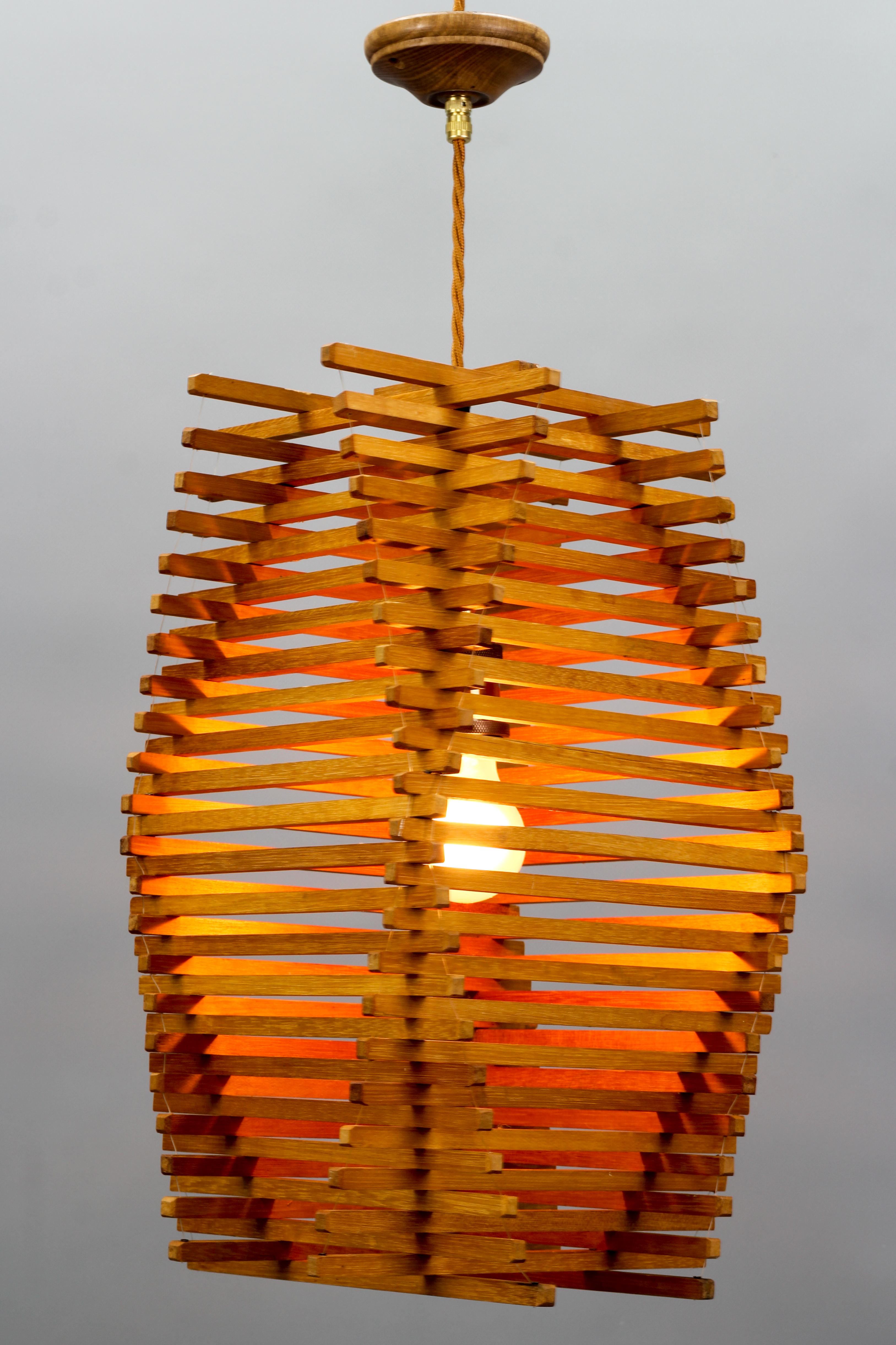 Mid-Century Modern Wooden Pendant Light, 1970s 11