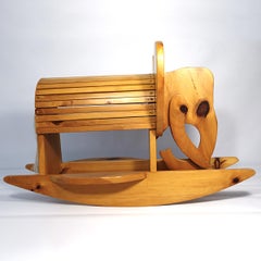 Mid-Century Modern Wooden Rocking Elephant