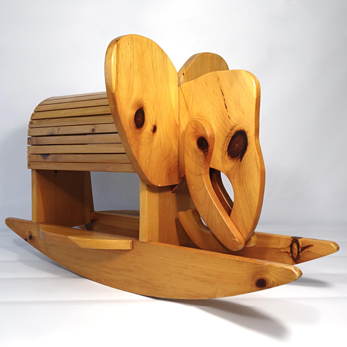 20th Century Mid-Century Modern Wooden Rocking Elephant For Sale