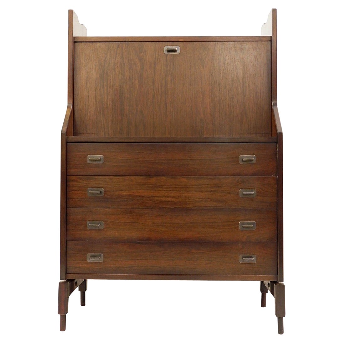 Mid-Century Modern Wooden Secretary Desk, Italy, 1970s