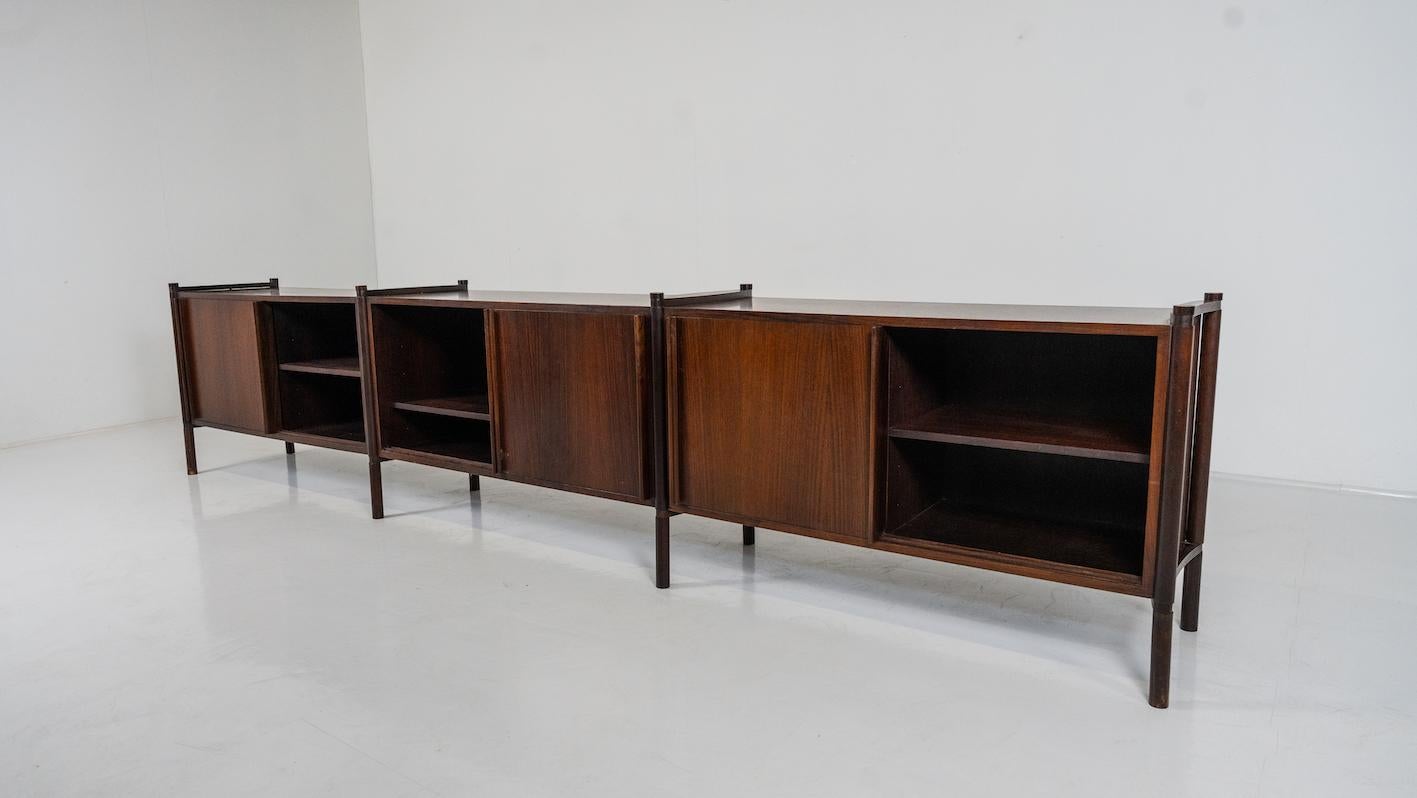 European Mid-Century Modern Wooden Sideboard by Fukuoh Hirozi for Gavina, 1960s For Sale
