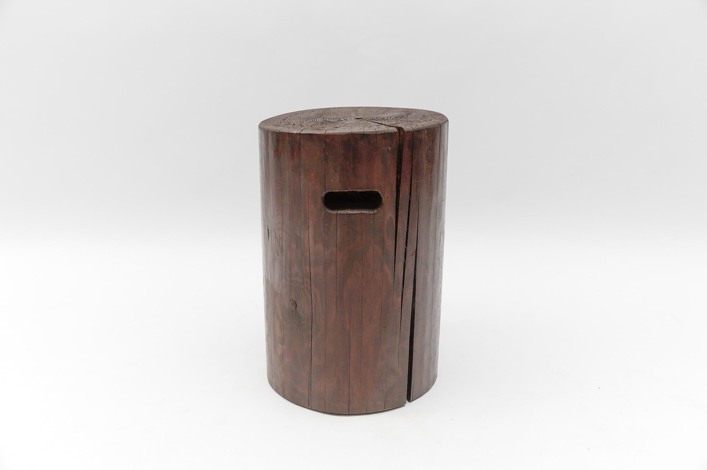 French Provincial Mid-Century Modern Wooden Stool from the French Alps, --- 1950s For Sale
