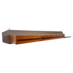 Mid-Century Modern Wooden Suspended Console, Teak, Italy, 1960s