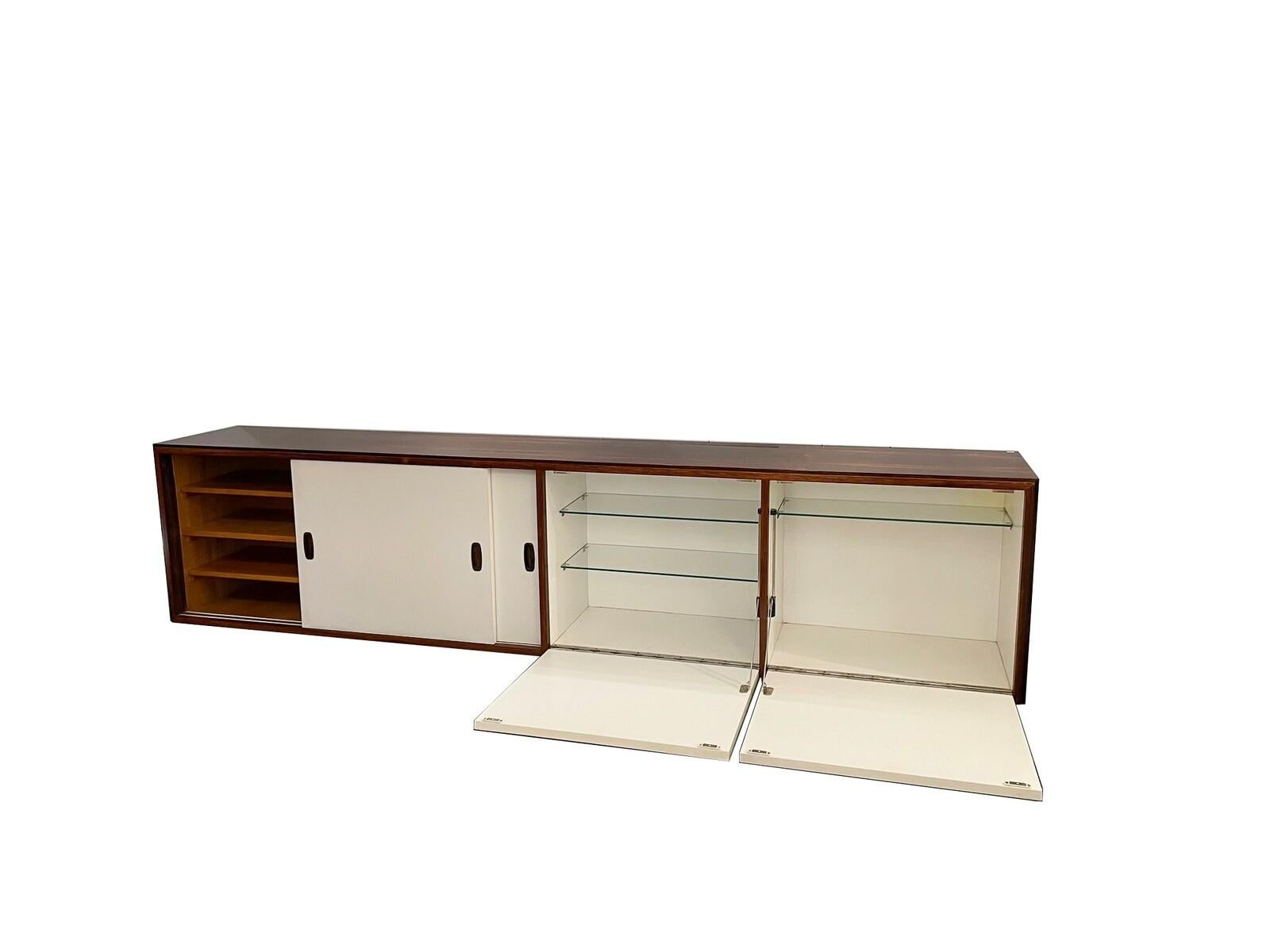 Late 20th Century Mid-Century Modern Wooden Suspended Sideboard, 1970s For Sale
