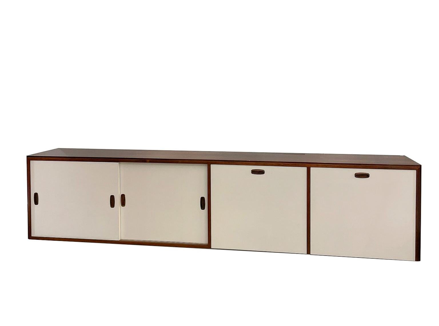 Mid-Century Modern Wooden Suspended Sideboard, 1970s For Sale 1