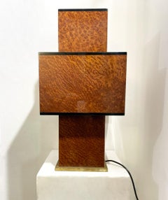 Lampe de bureau en bois moderne du milieu du siècle Love de Willy Rizzo, 1970