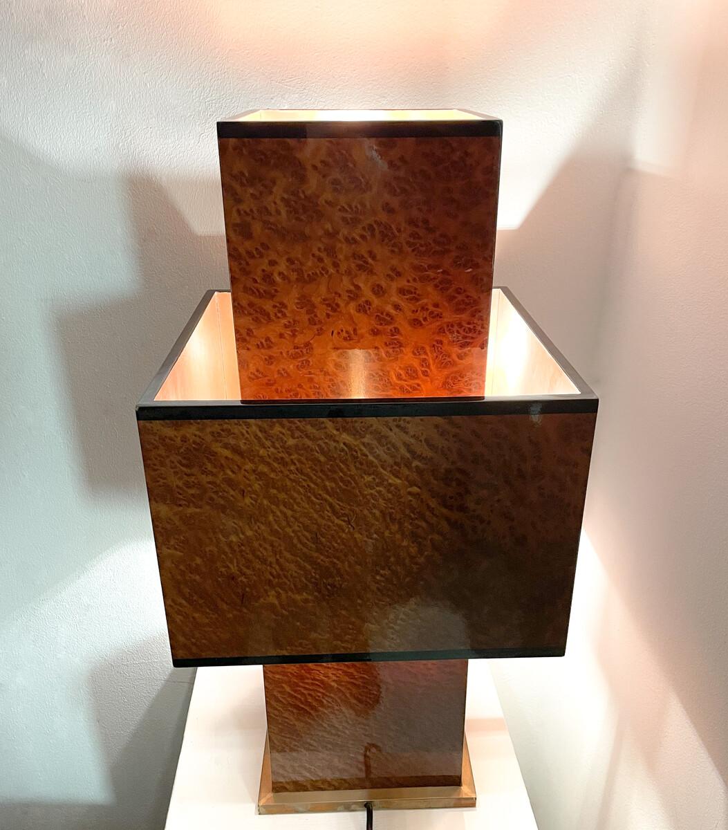 Moderne Holz-Tischlampe „Love“ aus der Mitte des Jahrhunderts von Willy Rizzo, 1970er Jahre im Angebot 1