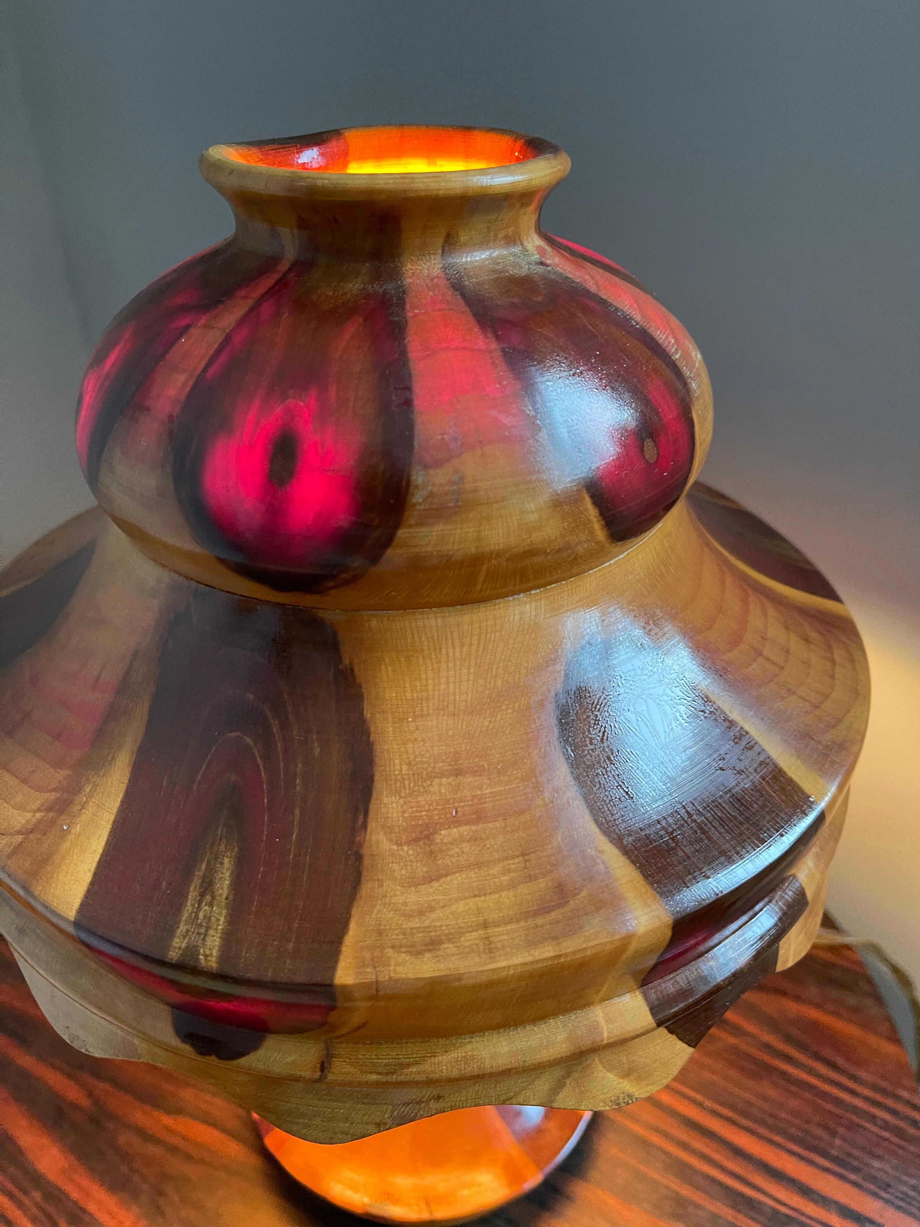 Mid-Century Modern Organic Table Desk Lamp Wood with Stunning Tree Knots Pattern 9