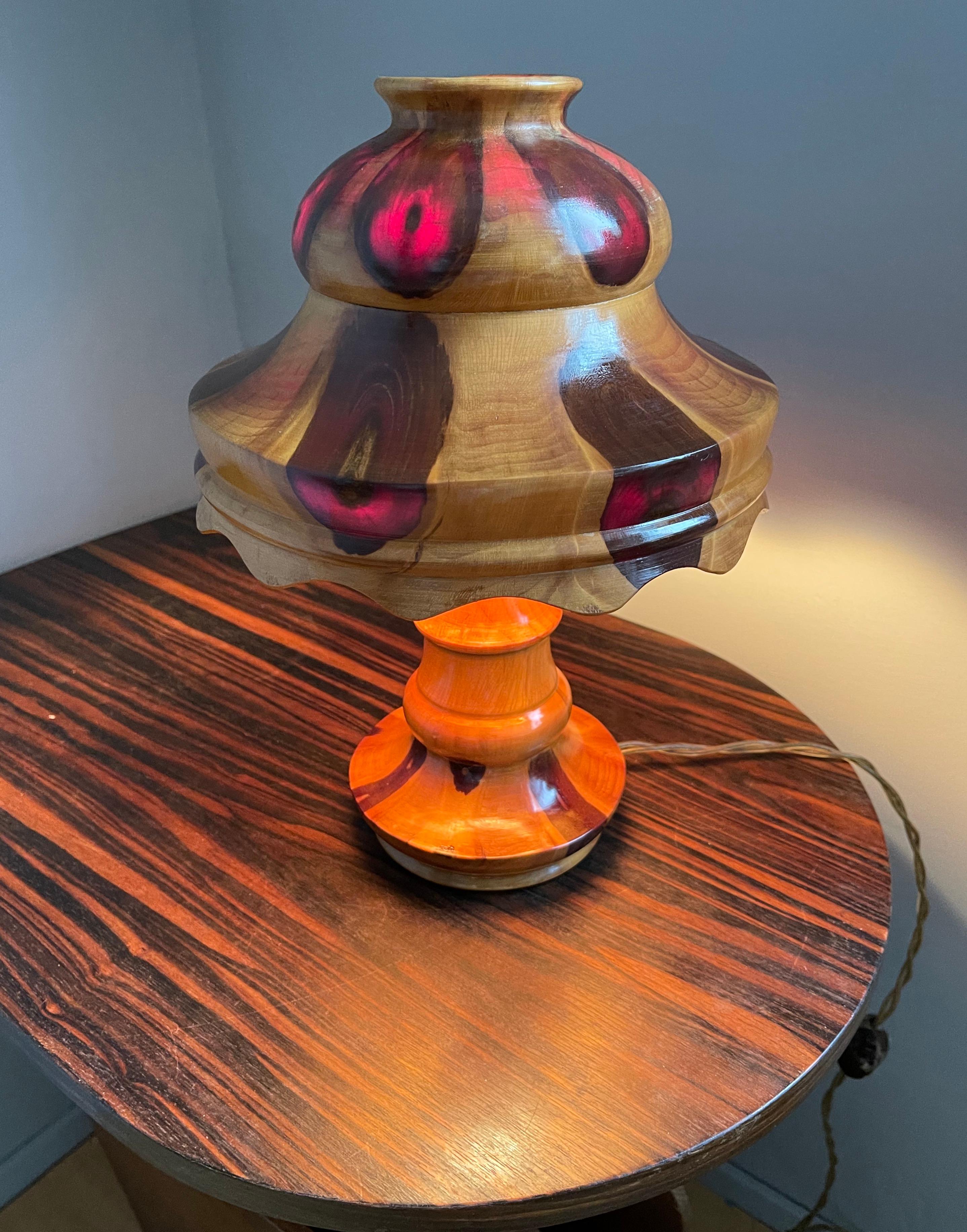 Mid-Century Modern Organic Table Desk Lamp Wood with Stunning Tree Knots Pattern 14