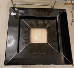 Paolo Piva ‘Re Quardo’ Coffee Table in Black Lacquer and Travertine, B&B Italia