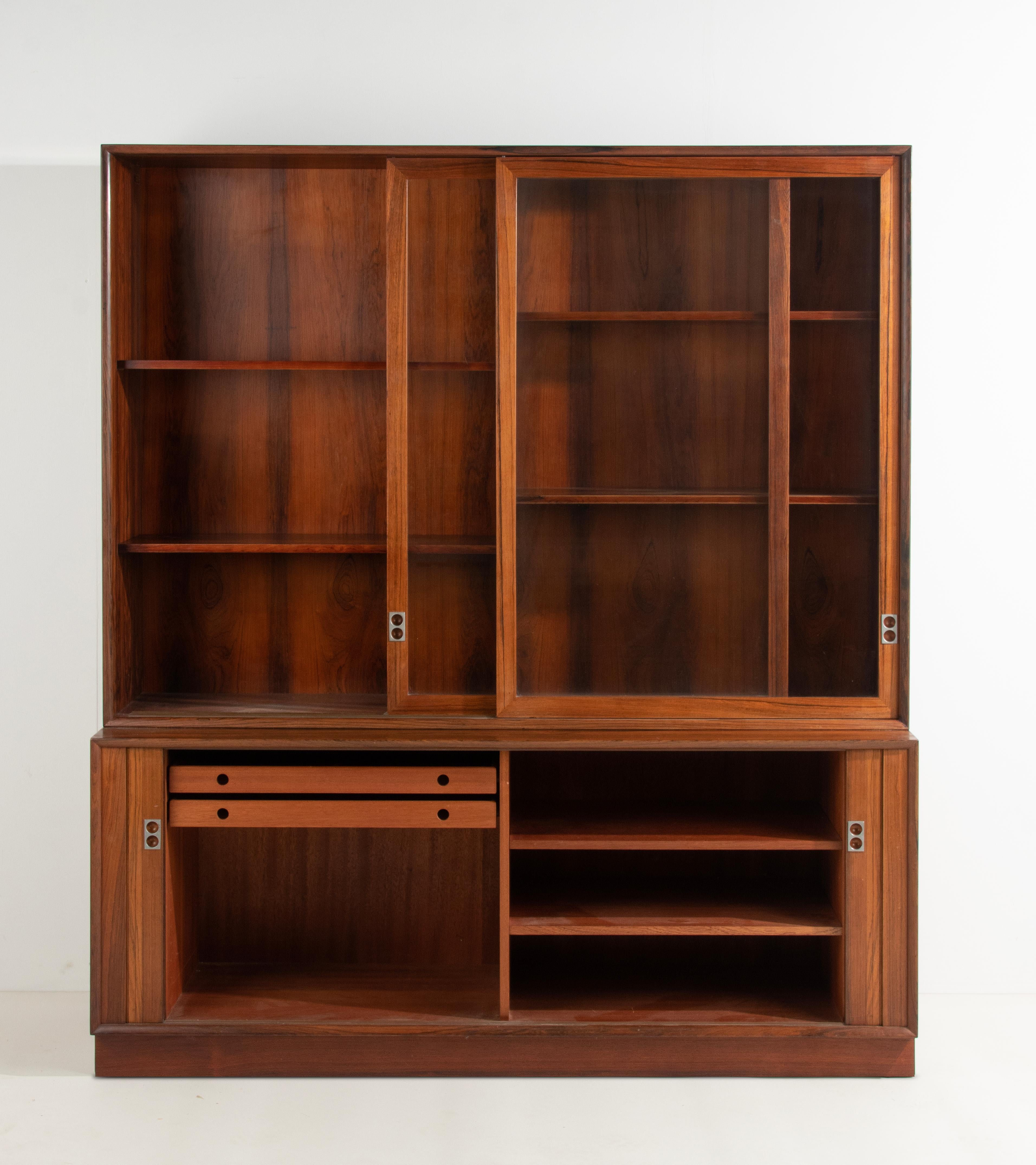 Glass Mid-Century Modern Wooden Tambour Bookcase/Credenza by Arne Vodder, Sibast For Sale