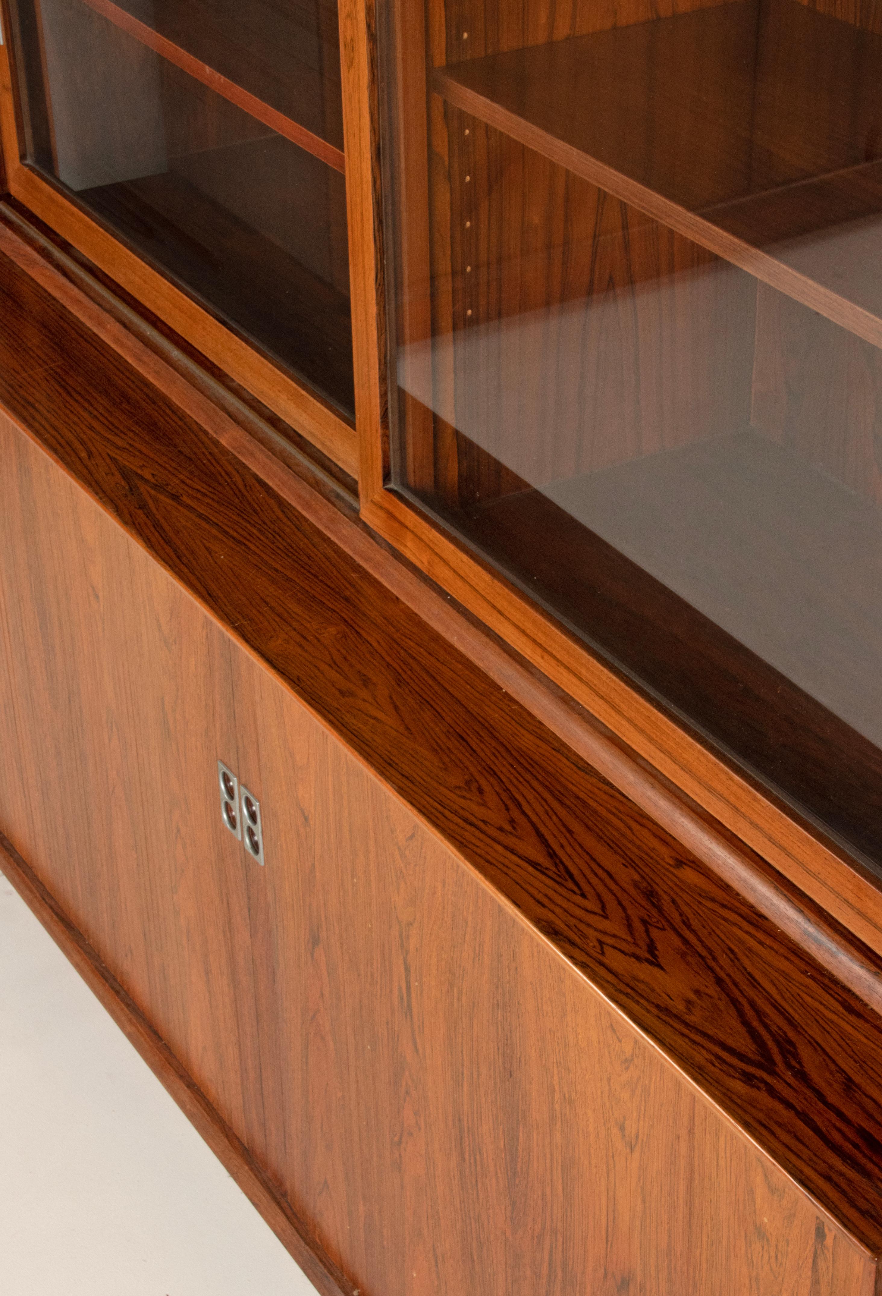 Glass Mid-Century Modern Wooden Tambour Bookcase/Credenza by Arne Vodder - Sibast